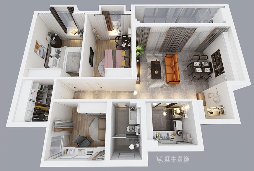 仇美蓉_语山苑7-1-501-99㎡-现代风格_3室2厅2卫（新房装修）_成品家￥121919_全包12